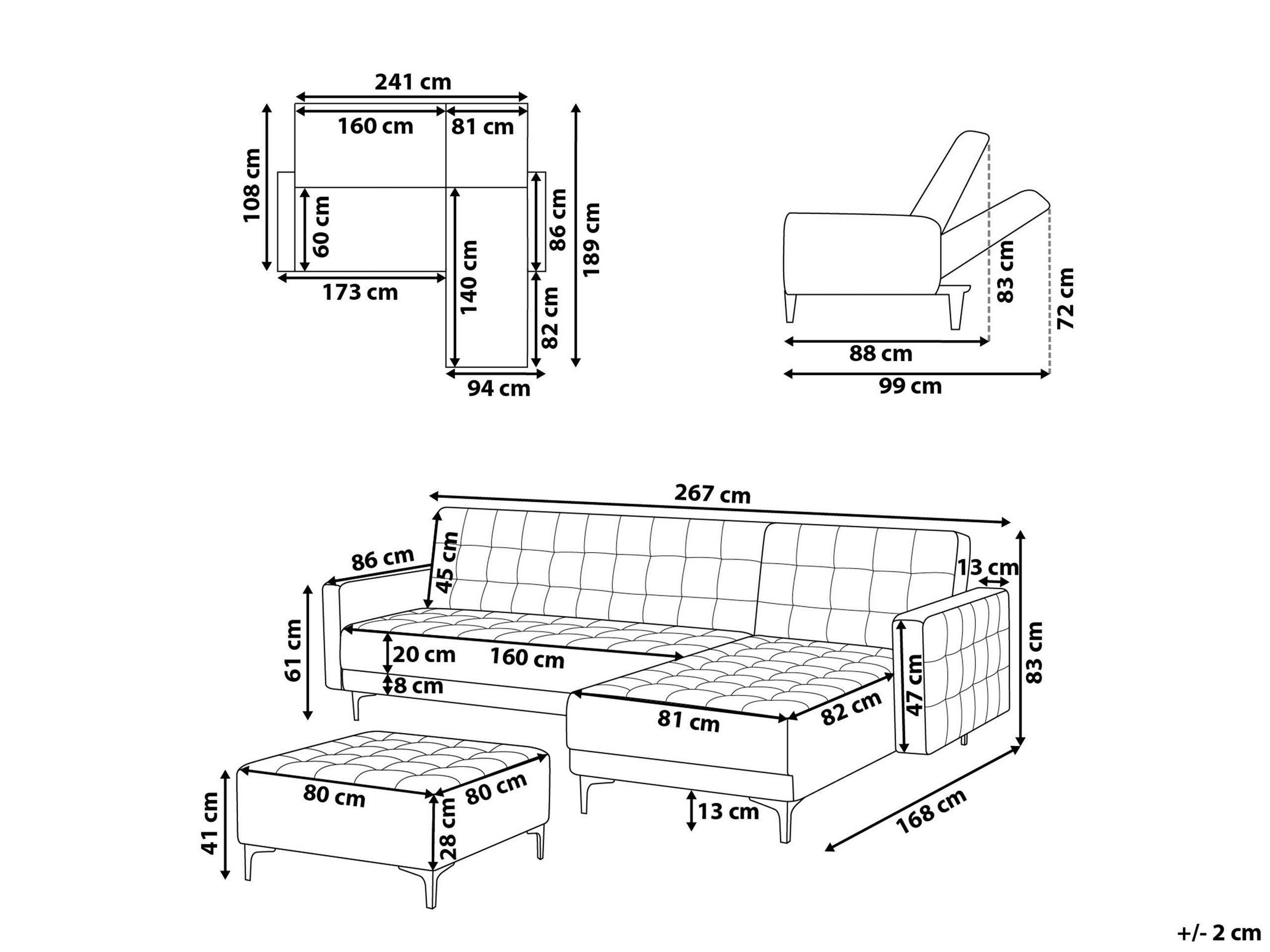 Beliani Ecksofa mit Ottomane aus Polyester Modern ABERDEEN  