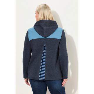 Ulla Popken  Sweat-shirt à capuche, tissu nid d'abeille, manches longues, coupe évasée 