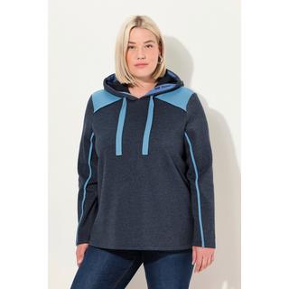 Ulla Popken  Sweat-shirt à capuche, tissu nid d'abeille, manches longues, coupe évasée 