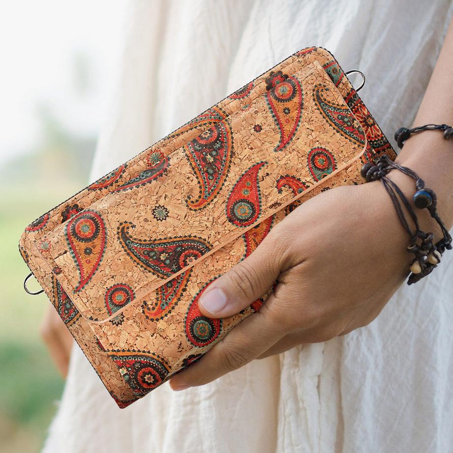 Avizar Pochette Liège Double Poche Cachemire  