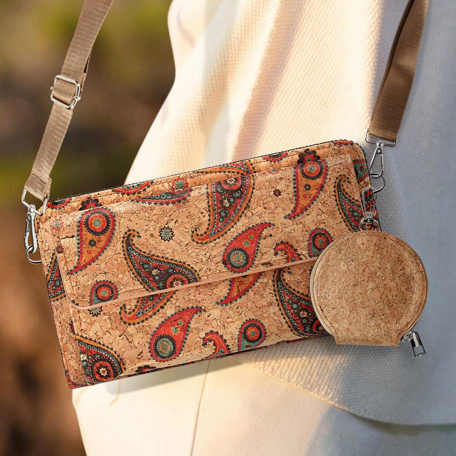 Avizar Pochette Liège Double Poche Cachemire  
