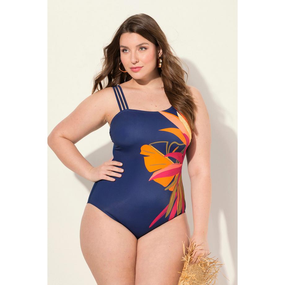 Ulla Popken Costume da bagno stampa foglie coppe morbide spalline triple  