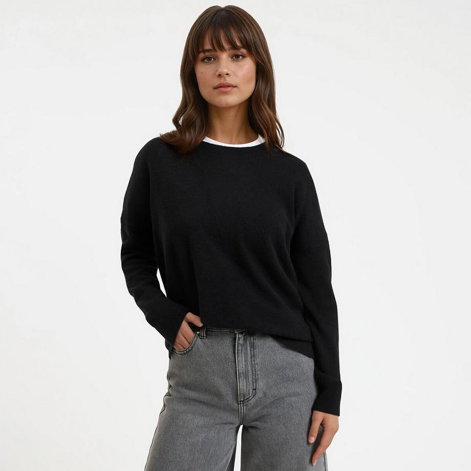 Pull cachemire col rond fine maille volume ample