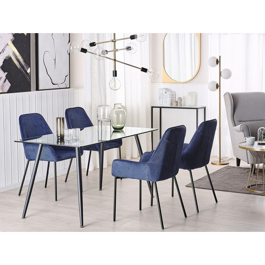 Beliani Table de repas en Verre de sécurité Moderne MIDLAND  