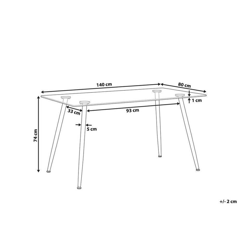 Beliani Table de repas en Verre de sécurité Moderne MIDLAND  