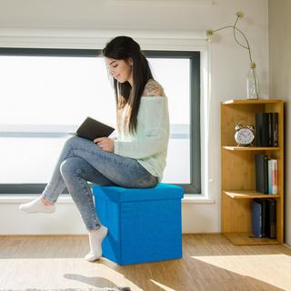 B2X Sgabello pieghevole con contenitore in tessuto di lino  