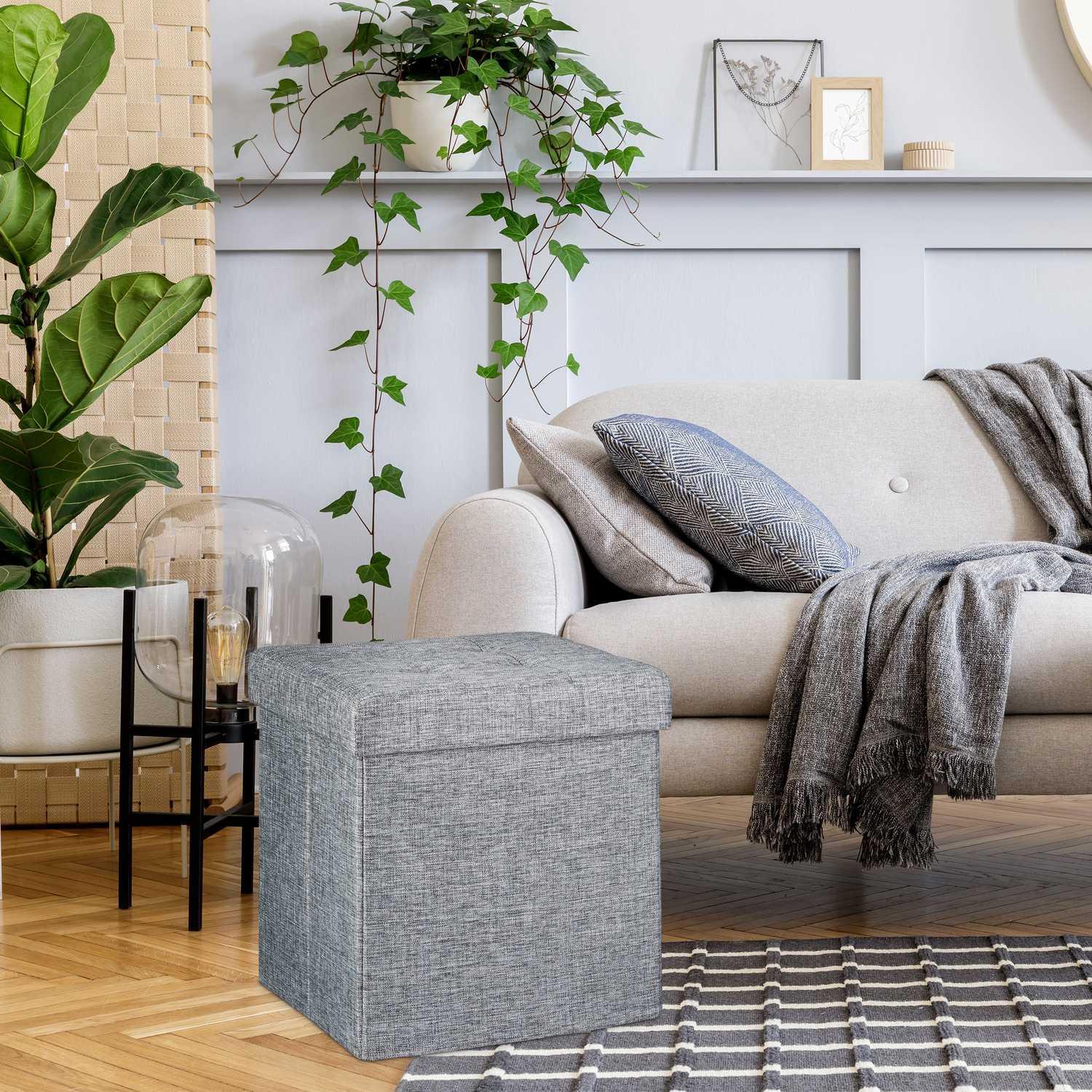 B2X Sgabello pieghevole con contenitore in tessuto di lino  