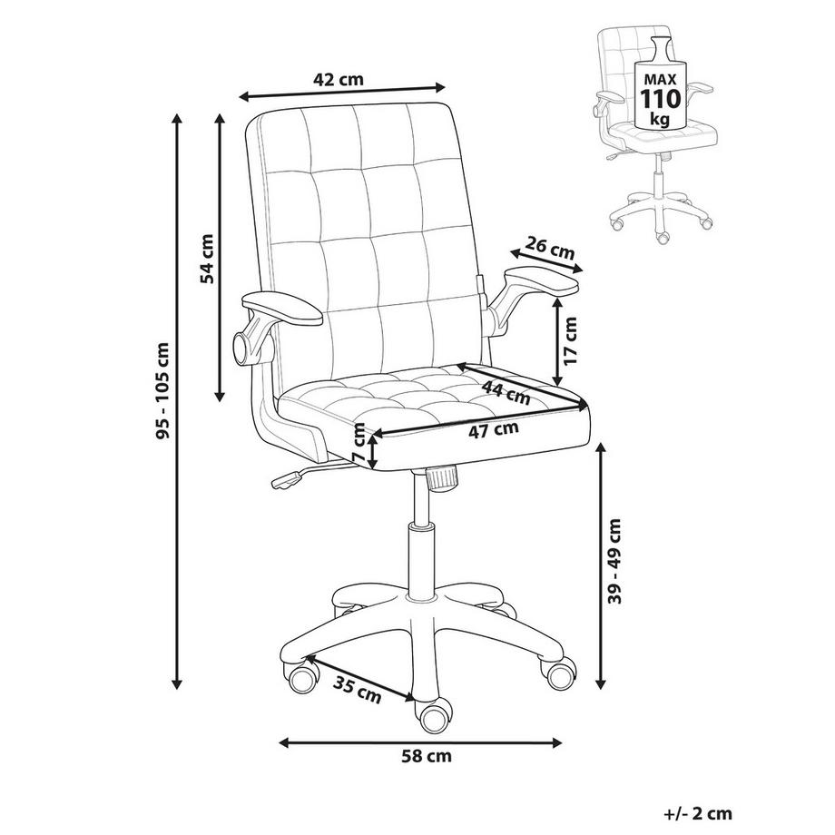 Beliani Chaise de bureau en Velours Scandinave DANDY  