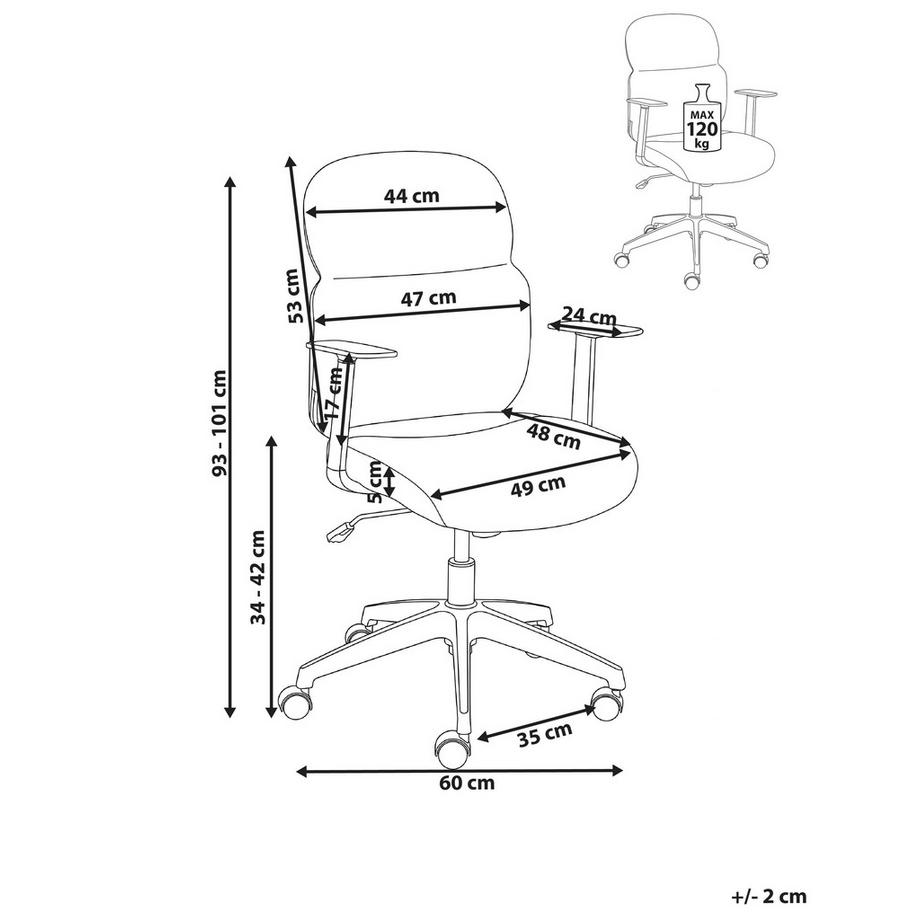 Beliani Chaise de bureau en Tissu Scandinave LEXOR  