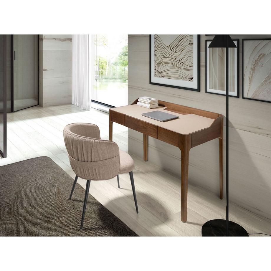 ANGEL CERDA Bureau avec plateau en simili cuir et noyer  