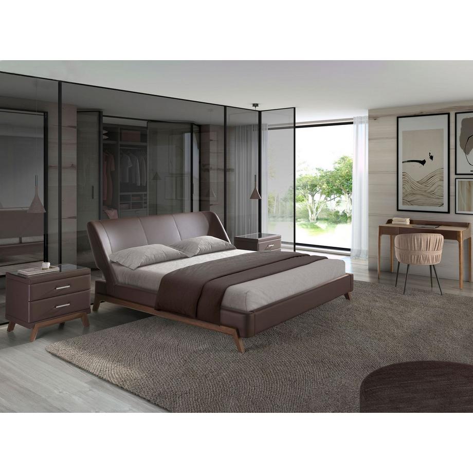 ANGEL CERDA Bureau avec plateau en simili cuir et noyer  