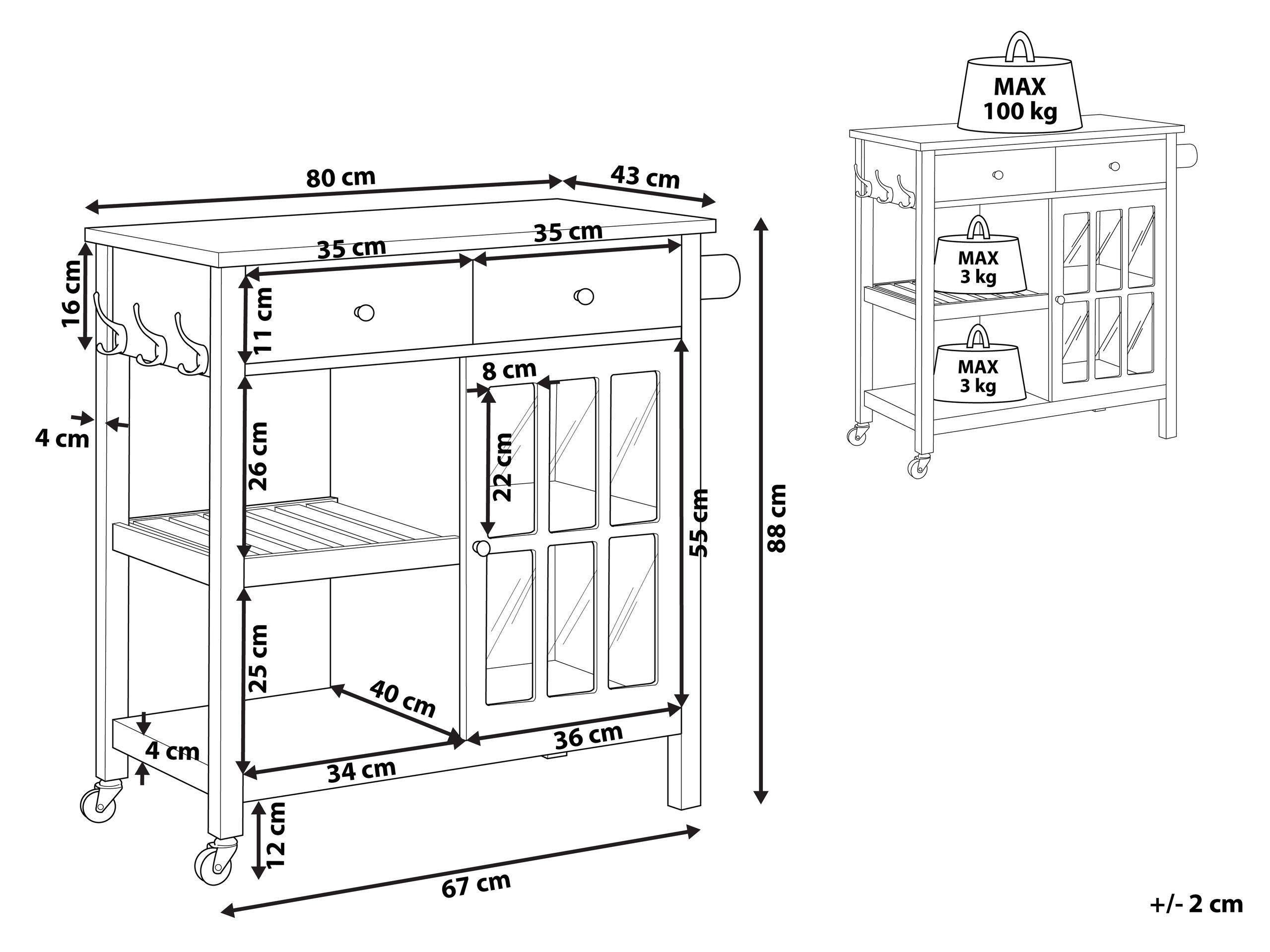 Beliani Chariot de cuisine en MDF Scandinave GENOA  