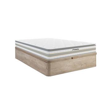 Ensemble 140 x 190 cm sommier coffre naturel clair + matelas ressorts ensachés et surmatelas intégré ép.29cm - CANTERBURY de YSMÉE