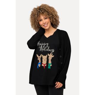 Ulla Popken  Weihnachts-Shirt, Tiere, A-Linie, V-Ausschnitt, Halbarm 