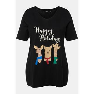 Ulla Popken  Weihnachts-Shirt, Tiere, A-Linie, V-Ausschnitt, Halbarm 