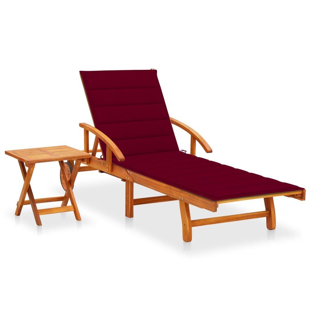 VidaXL Chaise longue avec table bois d'acacia  