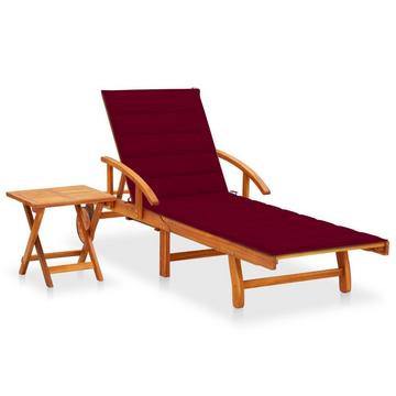 Chaise longue avec table bois d'acacia