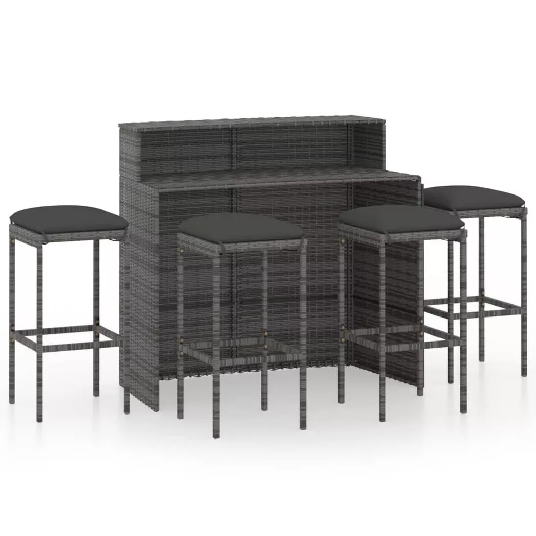 VidaXL - Garten-bar set poly-rattan, One Size, Grau