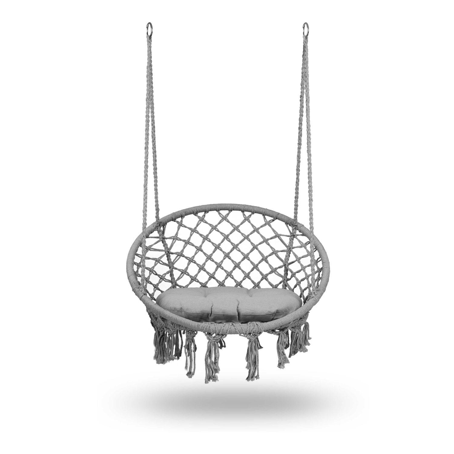 B2X Poltrona da giardino sospesa BOHO grigia con cuscino  