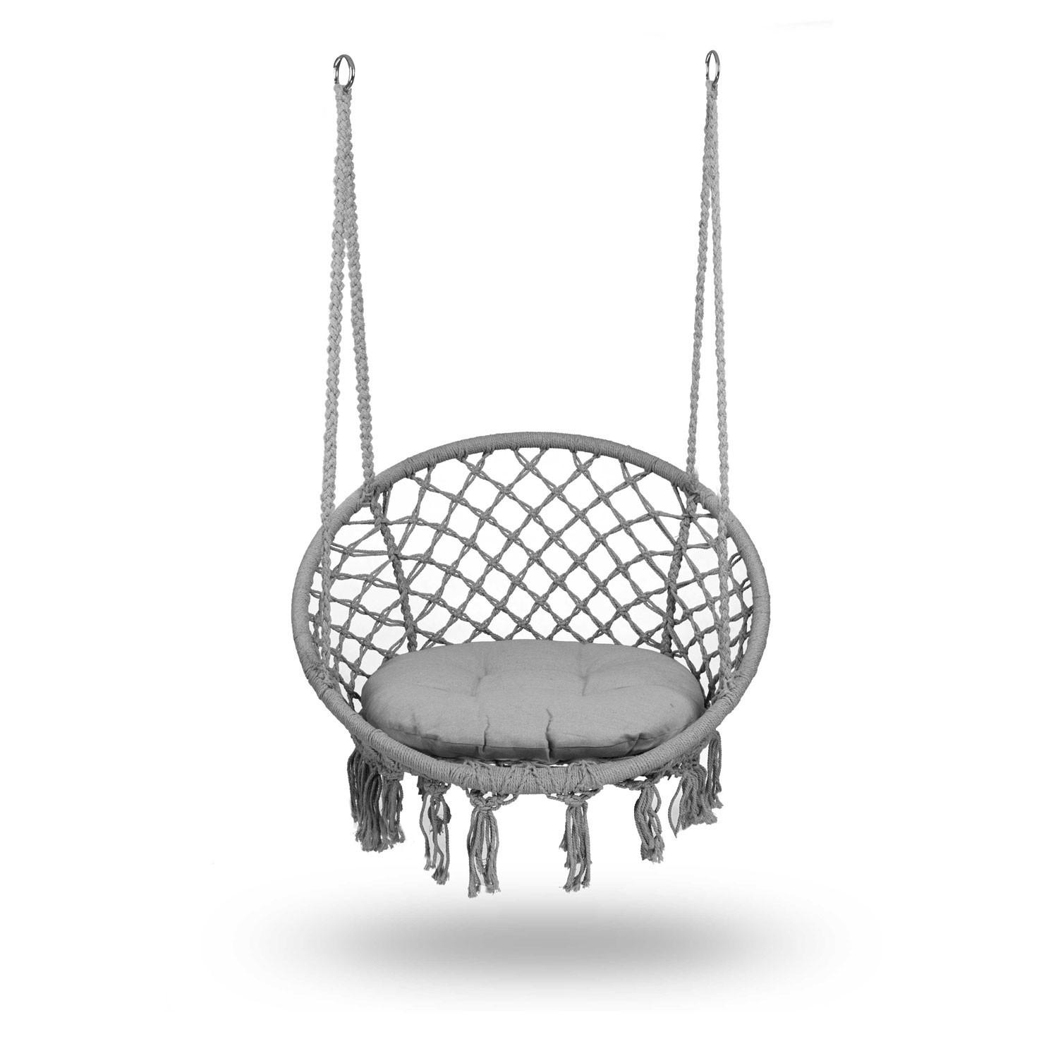 B2X Poltrona da giardino sospesa BOHO grigia con cuscino  