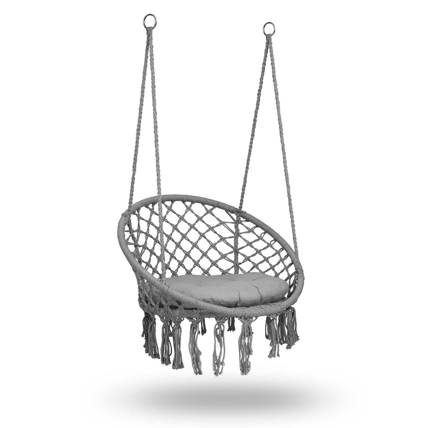 B2X Poltrona da giardino sospesa BOHO grigia con cuscino  