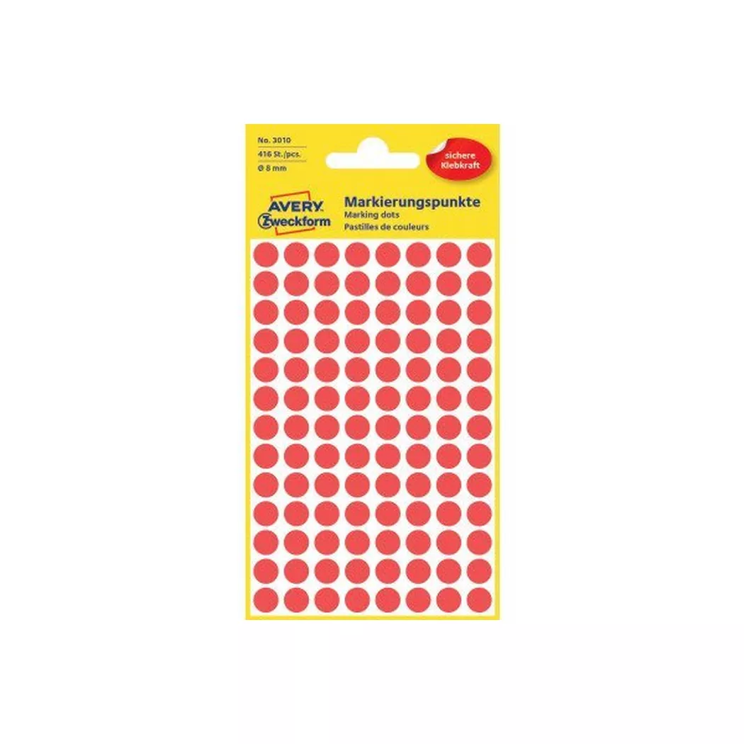 AVERY ZWECKFORM Markierungspunkte 8mm 3010 rot 416 Stück