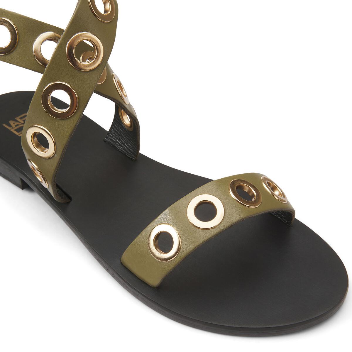 La Redoute Collections  Ledersandalen mit Ösen und Knöchelriemen 