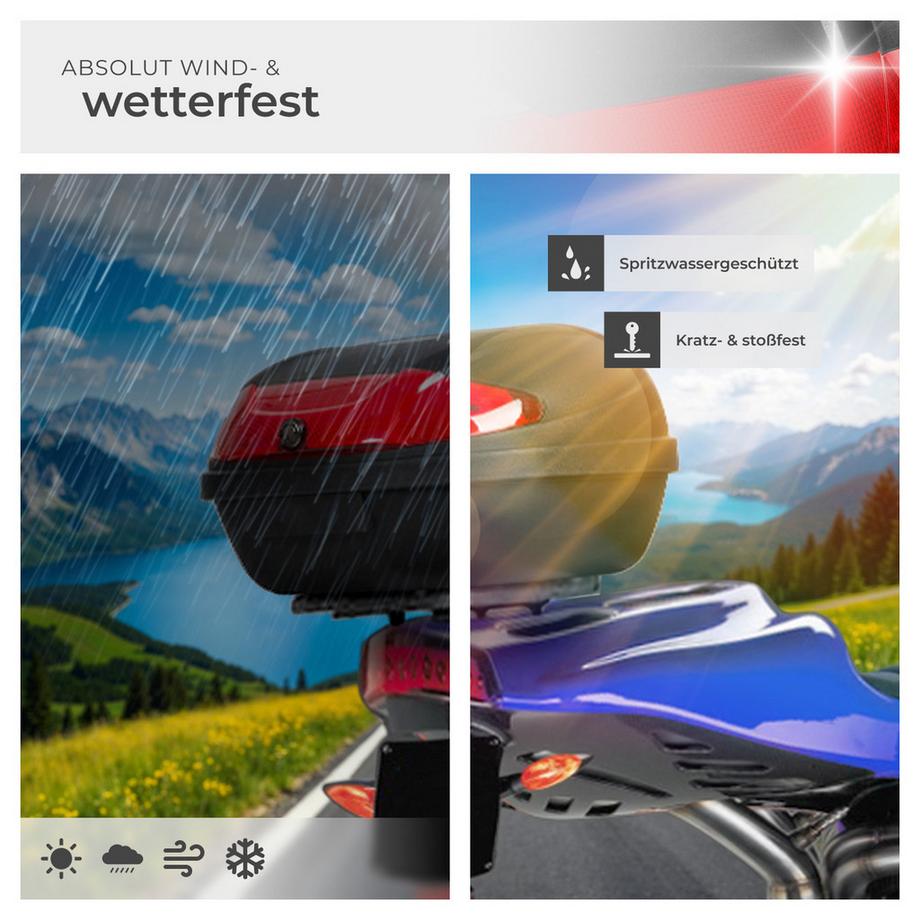Tectake  Motorradkoffer Matze Volumen 48 l, Platz für 2 Helme robust und spritzwassergeschützt 