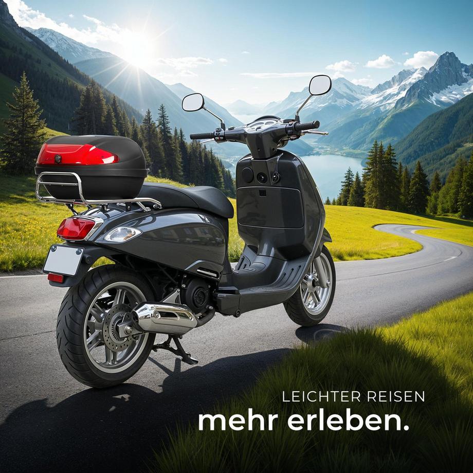 Tectake  Motorradkoffer Matze Volumen 48 l, Platz für 2 Helme robust und spritzwassergeschützt 