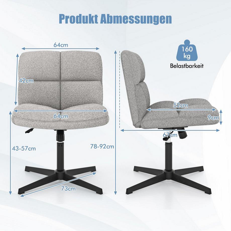 Northix Ergonomischer Bürostuhl ohne Armlehnen  