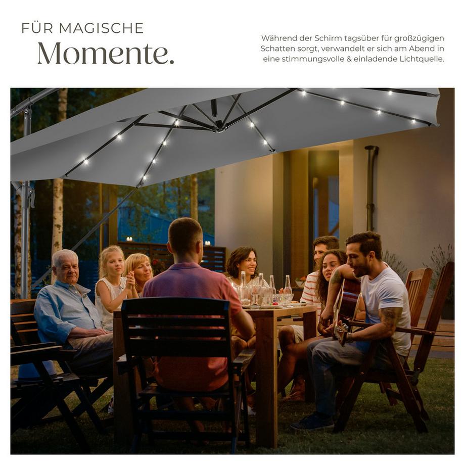 Tectake Ombrellone  Sunna  250 x 250 cm con illuminazione LED ad energia solare  