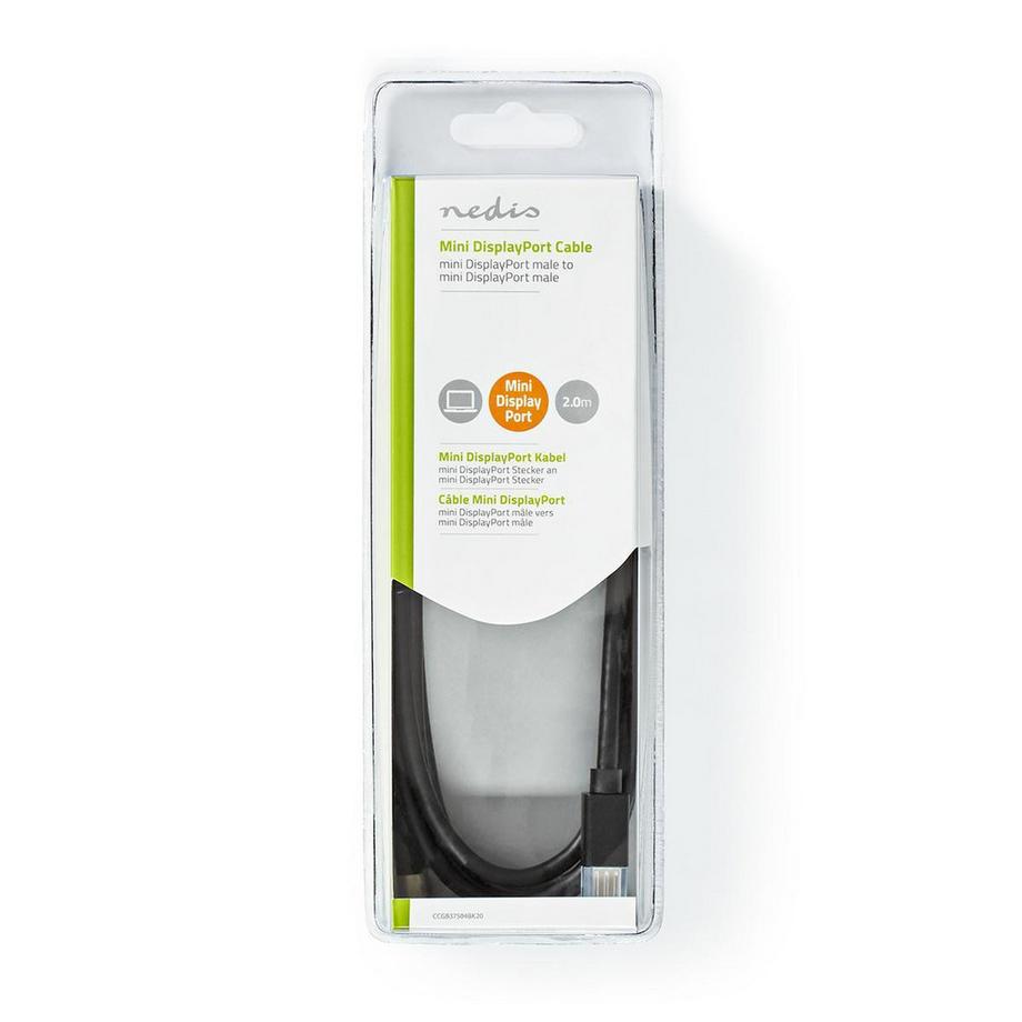 Nedis  Câble mini DisplayPort | DisplayPort 1.4 | Mini DisplayPort Hane | Mini DisplayPort Hane | 48 Gbps | Nickelplaterad | 2.00 m | Rond | PVC | Svart | Blister 