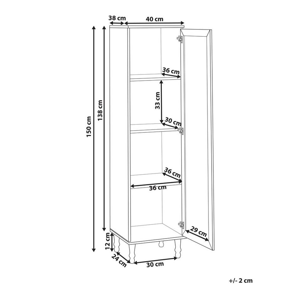 Beliani Vitrine mit Glastüren aus Faserplatte Klassisch TINGLEDALE  