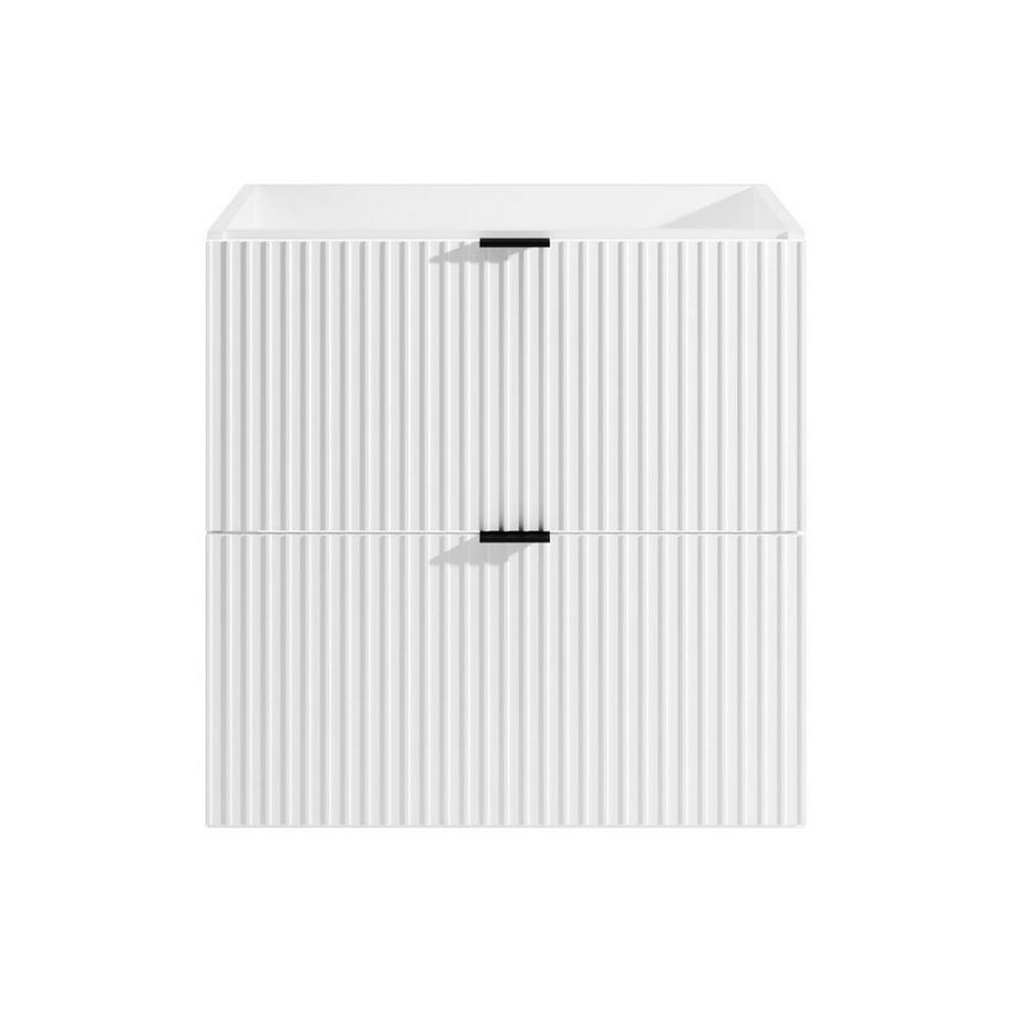 Vente-unique Waschbeckenunterschrank hängend - Streifenoptik - Weiß matt - 60 cm - ZEVINI  