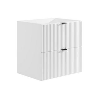 Vente-unique Mobile sotto lavabo sospeso a righe 60 cm Bianco opaco - ZEVINI  