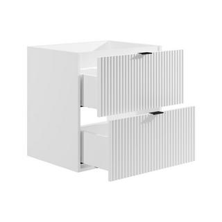 Vente-unique Mobile sotto lavabo sospeso a righe 60 cm Bianco opaco - ZEVINI  