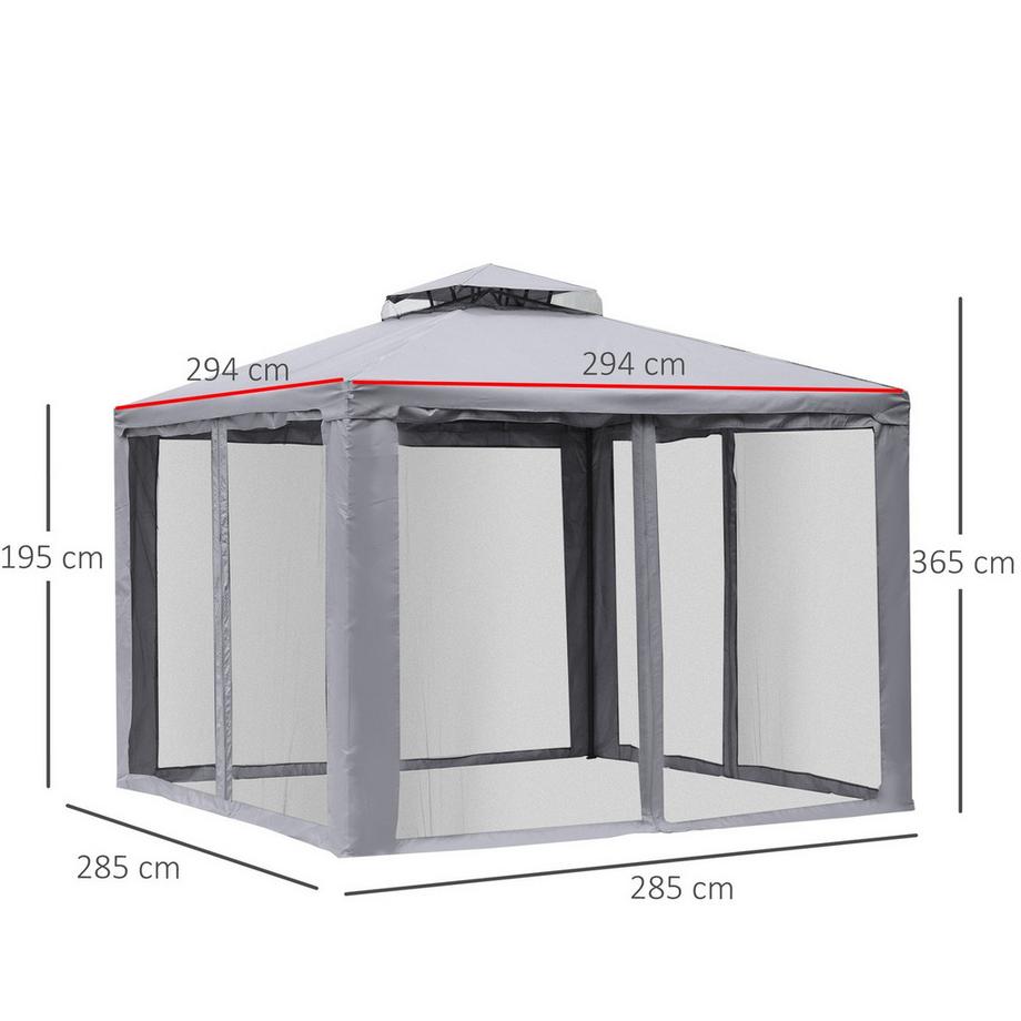 Northio Padiglione Da Giardino Gazebo Tenda Da Giardino Tenda Da Festa Con 4 Pareti Laterali Resistente Alle Intemperie Metallo Poliestere Grigio Chiaro 3 X 3 X 2,6 M  