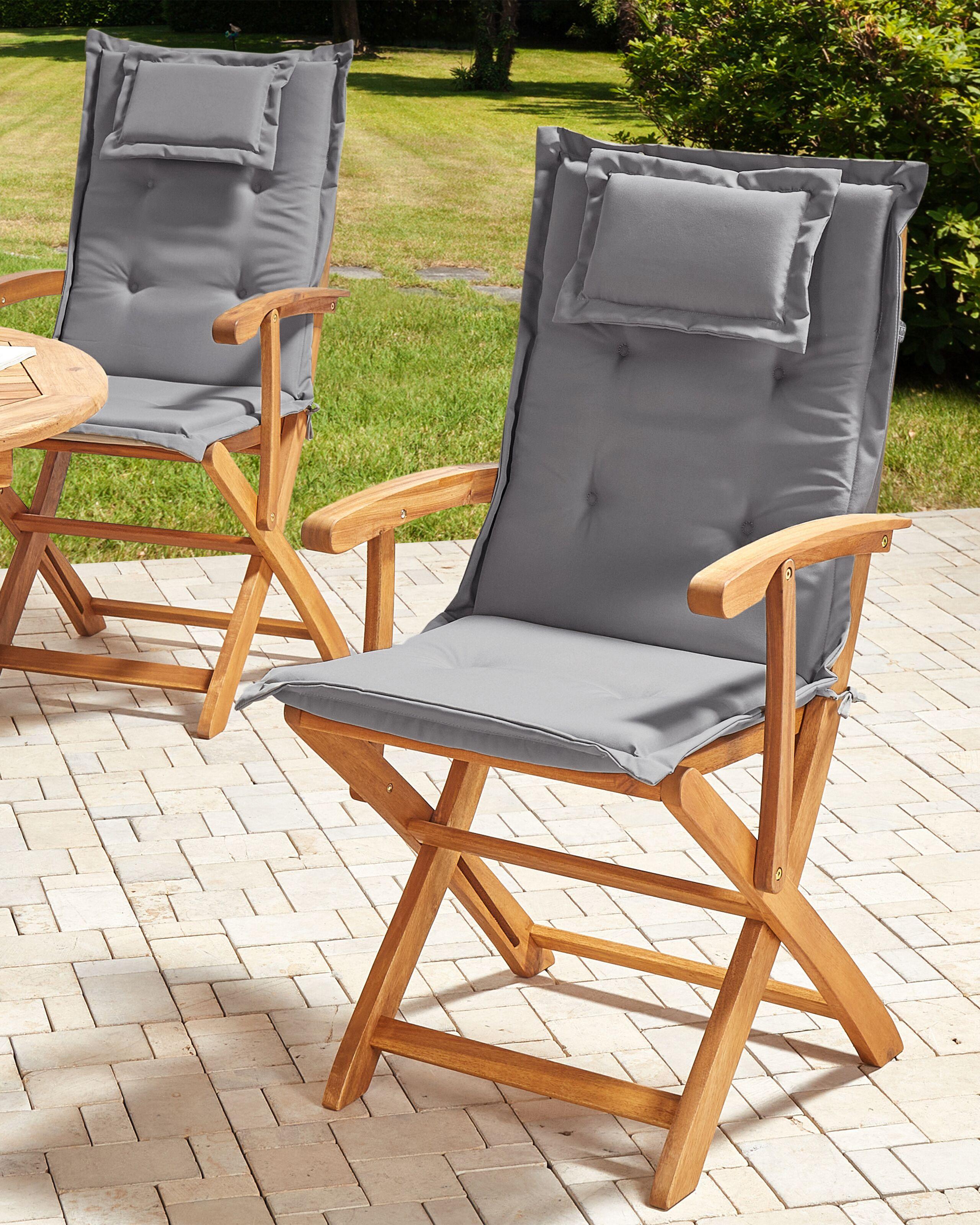 Beliani Lot de 2 chaises de jardin avec coussins en Acacia Traditionnel MAUI II  