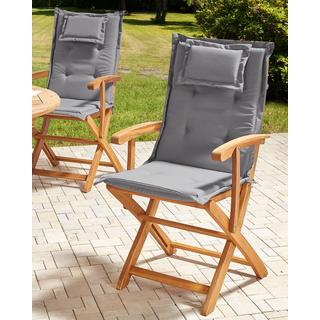 Beliani Lot de 2 chaises de jardin avec coussins en Acacia Traditionnel MAUI II  