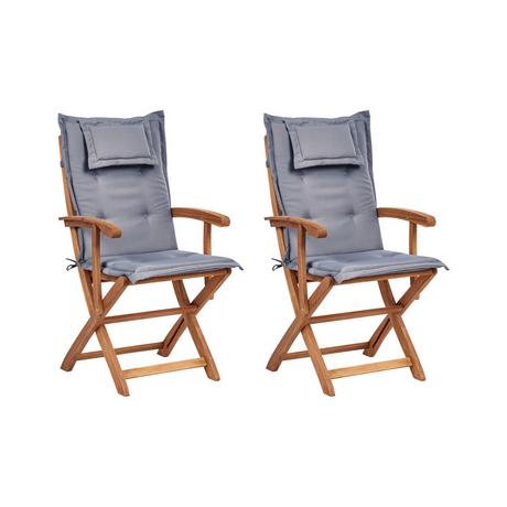 Beliani Lot de 2 chaises en Acacia Traditionnel MAUI II  