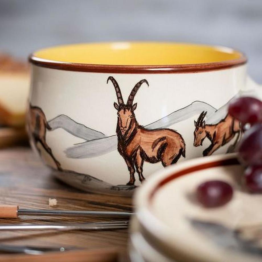 RHEINFELDER KERAMIK  Kuhn Rikon Fondueset Steinbock 9-teilig 