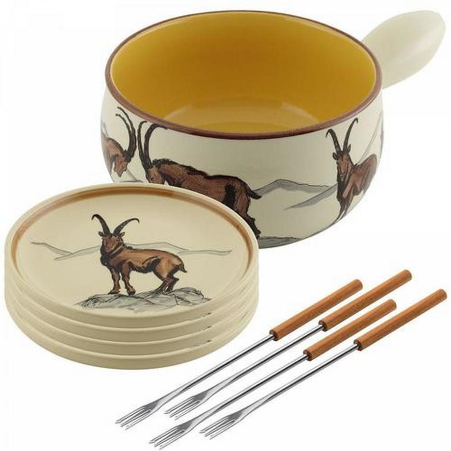 RHEINFELDER KERAMIK  Kuhn Rikon Fondueset Steinbock 9-teilig 