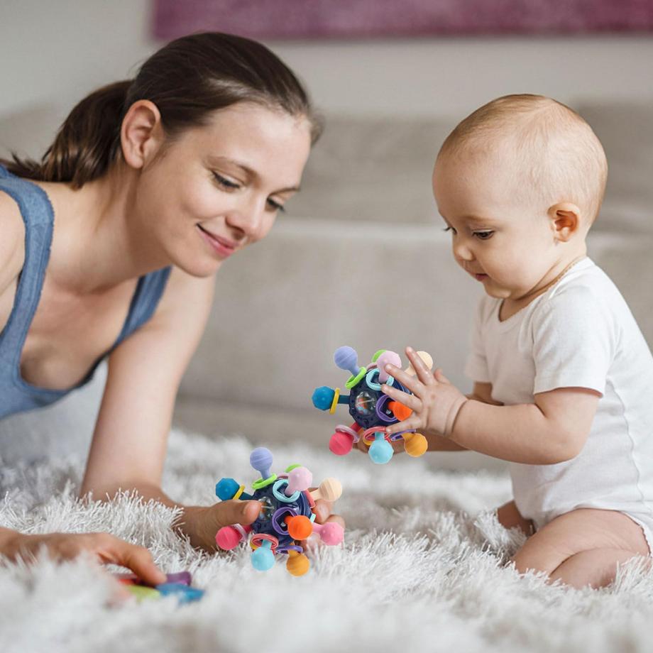 Activity-board  Baby-Beißring, Baby-Spielzeug, Baby-Greifspielzeug, Ball-Rassel-Spielzeug, flexibel und leicht zu greifen 
