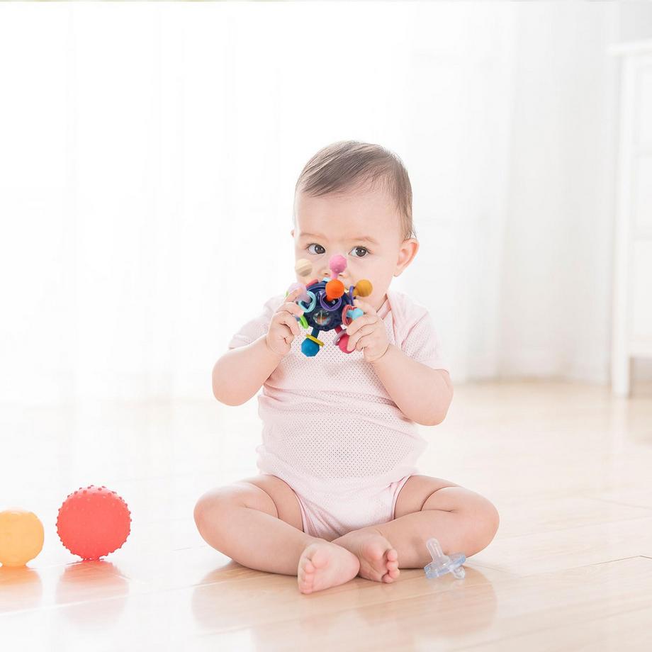 Activity-board  Baby-Beißring, Baby-Spielzeug, Baby-Greifspielzeug, Ball-Rassel-Spielzeug, flexibel und leicht zu greifen 