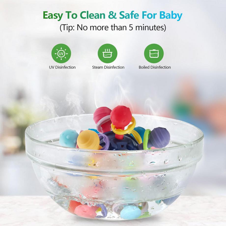 Activity-board  Baby-Beißring, Baby-Spielzeug, Baby-Greifspielzeug, Ball-Rassel-Spielzeug, flexibel und leicht zu greifen 