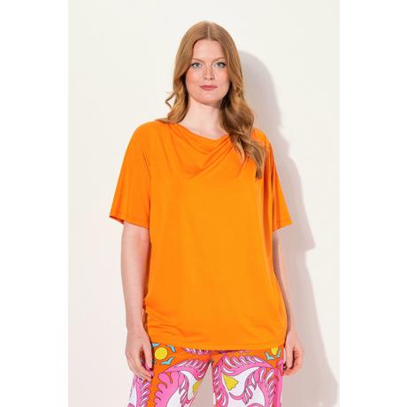 Ulla Popken  T-shirt con lyocell, scollo a goccia e mezze maniche 