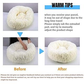 Alopini  Panier pour chien Coussin pour chien Rond en peluche - Donut 