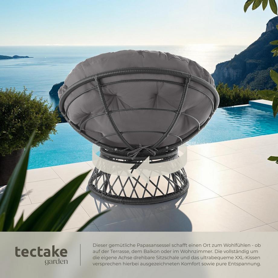 Tectake Fauteuil de jardin en rotin GARGANO rotatif  