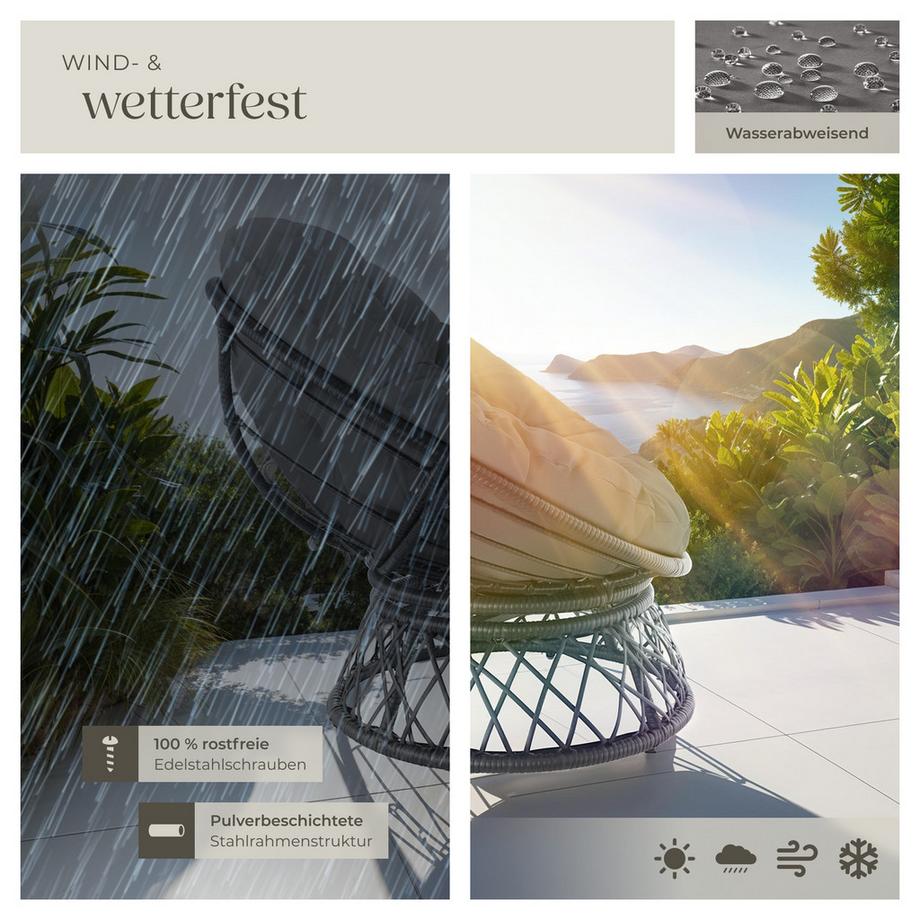 Tectake Fauteuil de jardin en rotin GARGANO rotatif  