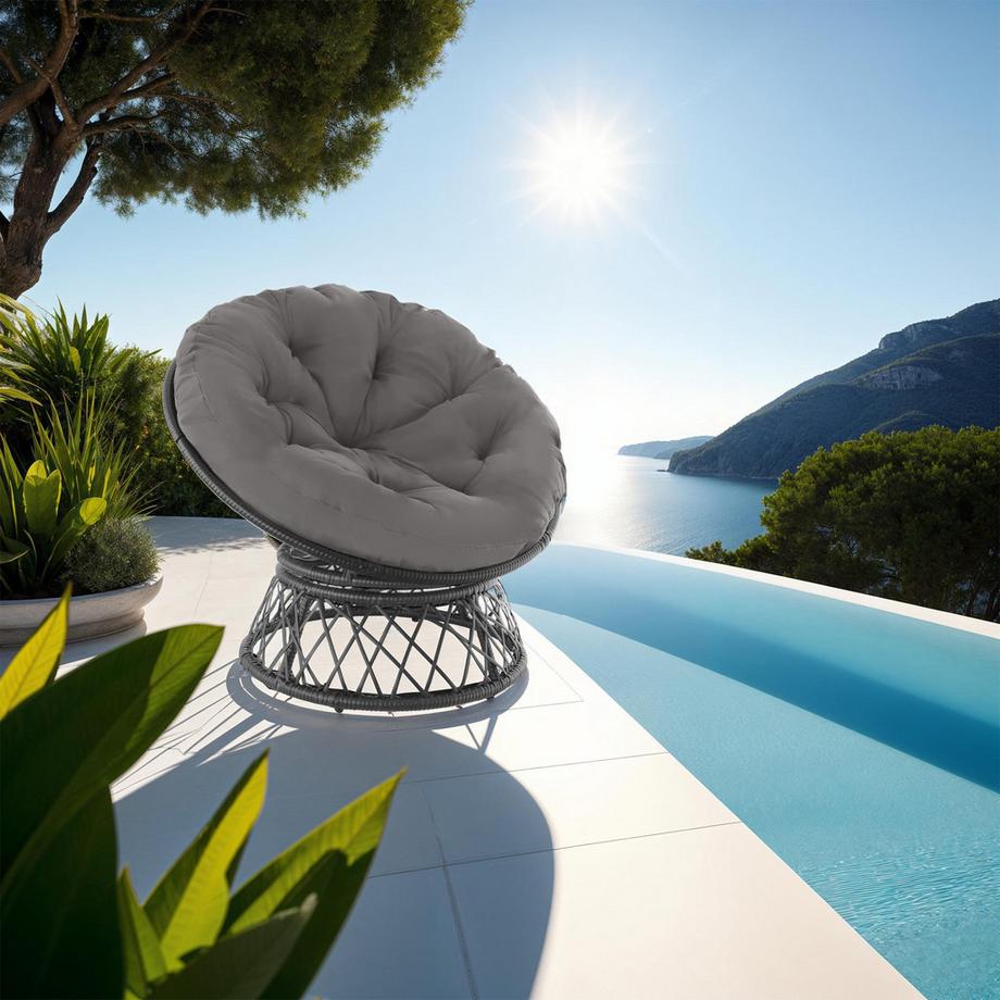 Tectake Fauteuil de jardin en rotin GARGANO rotatif  